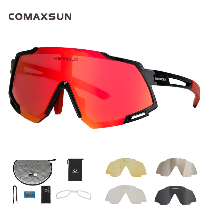 Comaxsun Professional Polarized Cycling Glasses MTB Road Bike Goggles Outdoor Sports Bicycle Sunglasses UV 400 With 5 Lens TR90