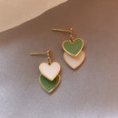 Hot Trendy Cute Heart Earrings Fashion Jewelry White Green Asymmetry Heart Drop Earrings For Women Korean Statement Earrings