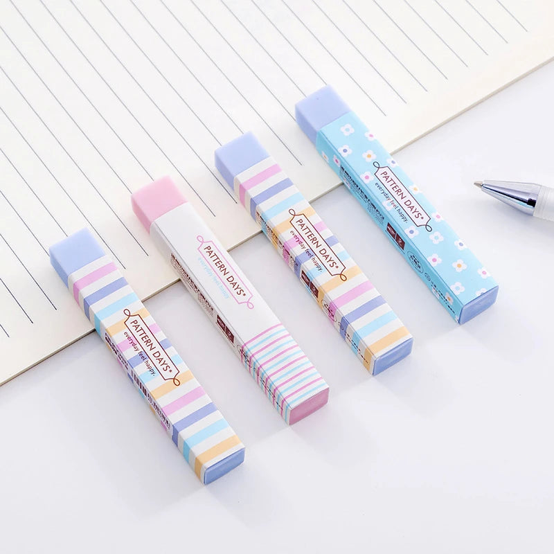 1 Pcs Lytwtw's Cute Candy Color Striped Soft Pencil Erasers For Kids Rubber Toy Kawaii Stationery School Office Supply Creative