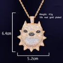 Animal Dog Head Necklace & Pendant Gold Color Bling Cubic Zircon Men's Hip Hop Rock Street Jewelry