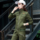 2022 Damen Baumwoll-Freizeit-Frühlings-Tarnanzug, Armeegrün, zweiteiliges Set 3XL 4XL 5XL Herbst-Survetement-Kleidung