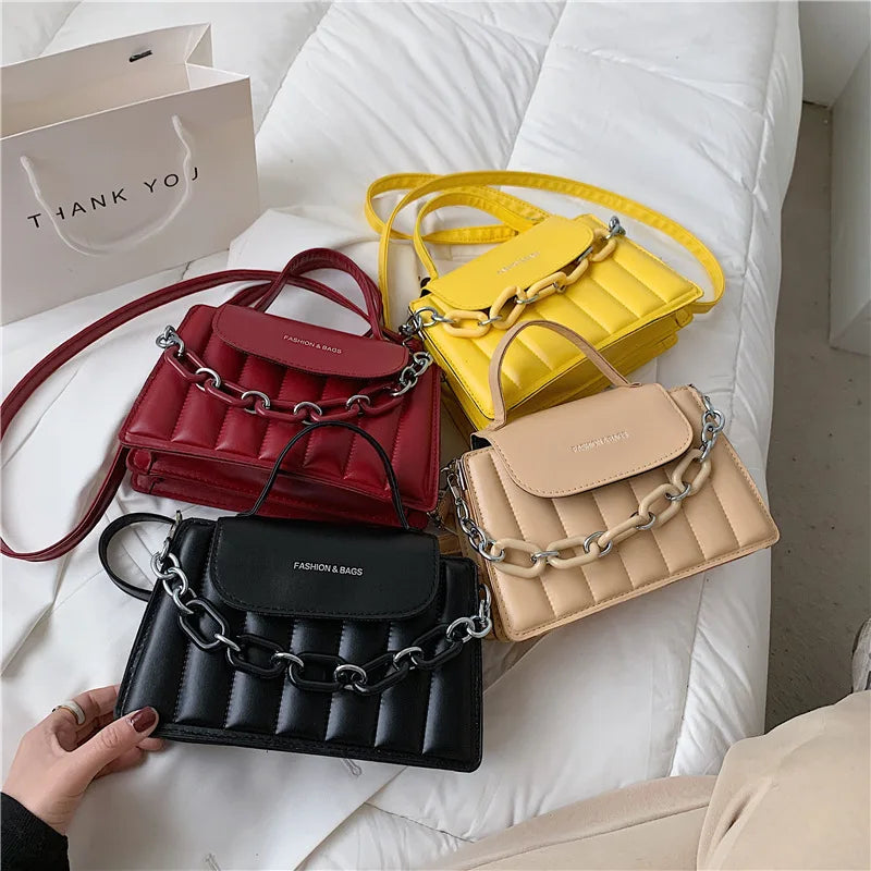 New Chains Shoulder Bag Women Solid Color Crossbody Bag Designer Messenger Handbag and Purse Luxury Top-handle Bag feminina