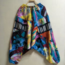Baggy Harem Pants Women Causal Print Hippie Joggers Cross-Pants Loose Trousers Aladdin Lantern Wide Leg Cotton Linen Pants Plus