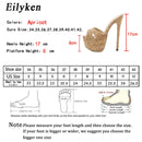 Eilyken Summer Ultra Thin High Heels 17CM Ladies Slippers Fashion Brief Slingback Peep Toe Slip-On Platform Sandals Mules Shoes