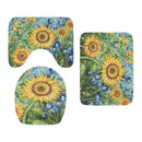 Toilet Mat Set 3D Van Gogh Oil Painting Sunflower Starry Night Floor Rugs Bathroom Shower Flannel Non-Slip Carpet Toilet Cushion