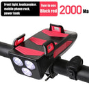4in1 Bicycle Light USB Charging Lighting Cycling Phone Holders & LED Headlight Horn Bell MTB Power Bank for Bike Accessories