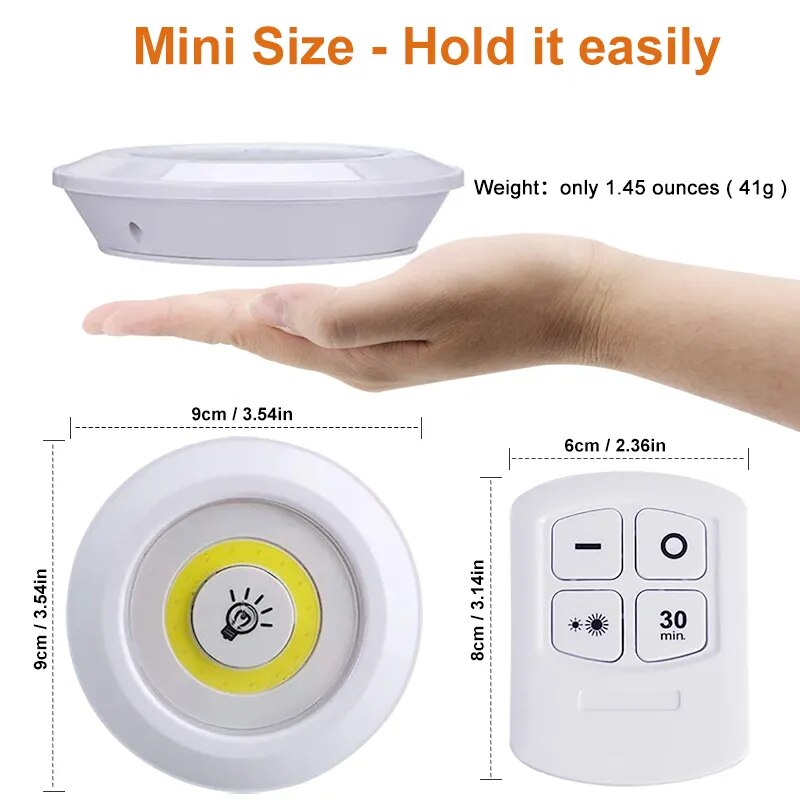 Super Bright COB Under Cabinet Light Wireless Remote Control Dimmable Wardrobe Lamp For Home Kitchen Closet Bedroom Night Lamp