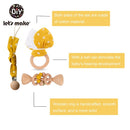 Let‘s Make 1 Set Baby Teether Toys Pacifier Clips Chain Beech Wooden Rattles Bunny Ear Bracelet Baby Gift For Children‘s Product