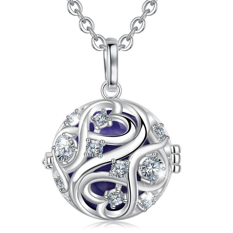 EUDORA 20mm Unique Crystal Cage Harmony Ball Musical Pendant Angel Caller Necklace with Infinite knot For Pregnancy Jewelry K363