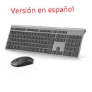 Wireless Keyboard and Mouse Set Spanish Layout Ergonomic Silent Rechargeable Mouse and Keyboard Combo USB Plug And Play