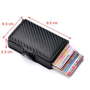 DIENQI Carbon Fiber Man Magic Wallet RFID Blocking Cardholder Mens Double Metal Wallet Business Male Purse Minimalist Wolet