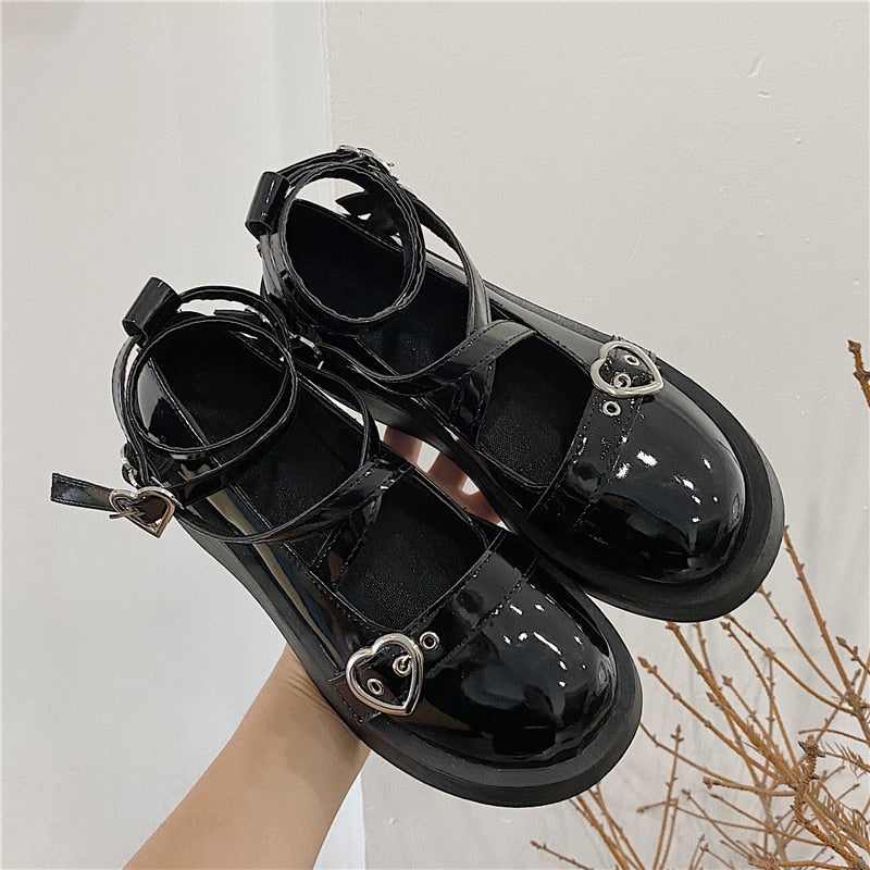 lolita shoes platform emo shoes on heels women loli thick heel cross bandage women shoes kawaii cosplay Mary Janes gothic shoes