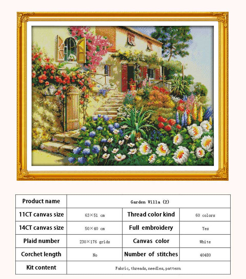 Leisurely Cabin House Scenery Patterns Counted 11CT 14CT Cross Stitch Sets DIY Cross-stitch Kit Embroidery Needlework Home Decor