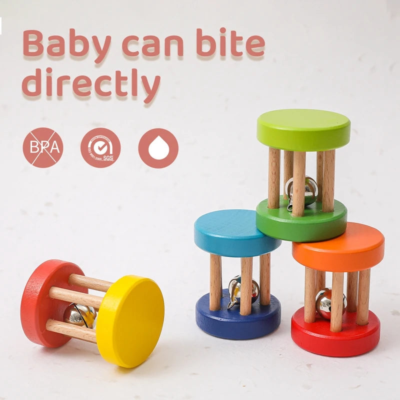 Color Wooden Rattles Toy 0-12 Months Baby Hearing Training Game Early Educational Toys Infant Toddler HnadBell Toy Newborn Gifts