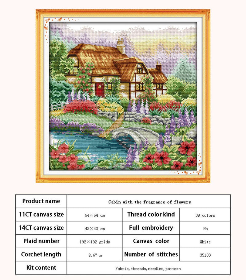 Leisurely Cabin House Scenery Patterns Counted 11CT 14CT Cross Stitch Sets DIY Cross-stitch Kit Embroidery Needlework Home Decor