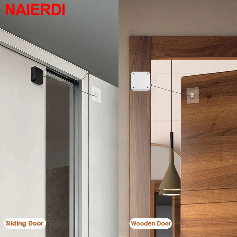 NAIERDI Automatic Door Closer Punch-Free Adjustable Door Closers For Sliding Door Glass Door 500g-1000g Tension Closing Device