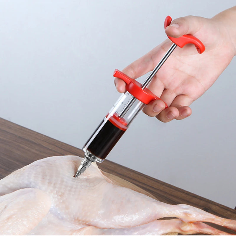 Hot Selling BBQ Meat Syringe Marinade Injector Turkey Chicken Flavor Syringe Kitchen Cooking Syinge Accessories