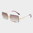 HBK Blue Rimless Sunglasses Women 2021 Retro Style Small Rectangle Gold Red Metal Chain Sun Glasses Square Frameless For Men