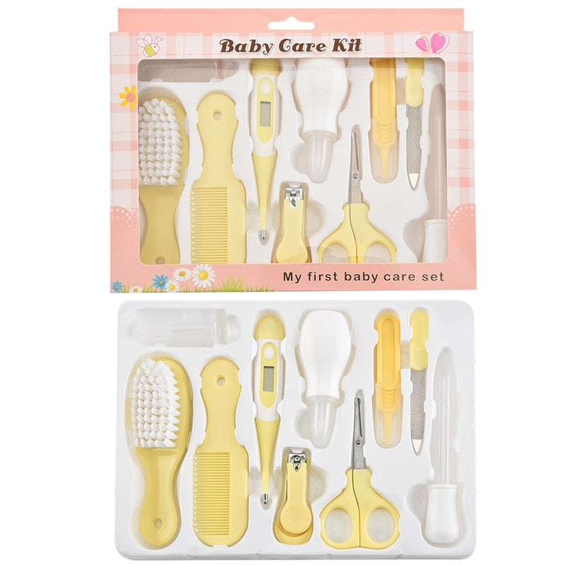 Multi-piece baby care set newborn hair trimmer nail thermometer beauty brush set scissors comb teether function children's wash