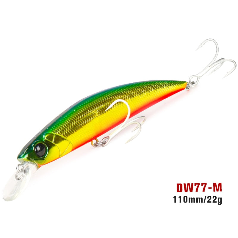 TSURINOYA 110S Long Casting Sinking Minnow Saltwater Fishing Lure DW77 110mm 22g Large Trout Pike River Lake Hard Baits Jerkbait