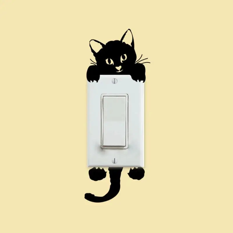 Funny Cute Cat Dog Switch Stickers Wall Cartoon Luminous Switch Sticker Glow In The Dark Wall Home Bedroom Parlor Decoration