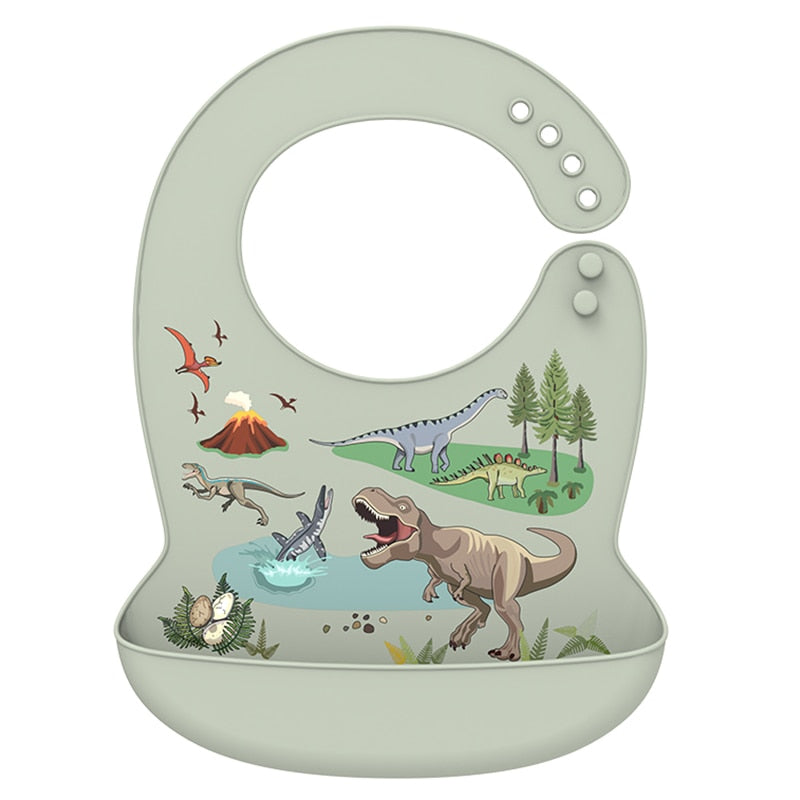 LOFCA 1pc Animal Cartoon Silicone Waterproof Bib Food Grade BPA&amp;PVC Free Silicone Soft Baby Bib Adjustable Easy Wash and Clean