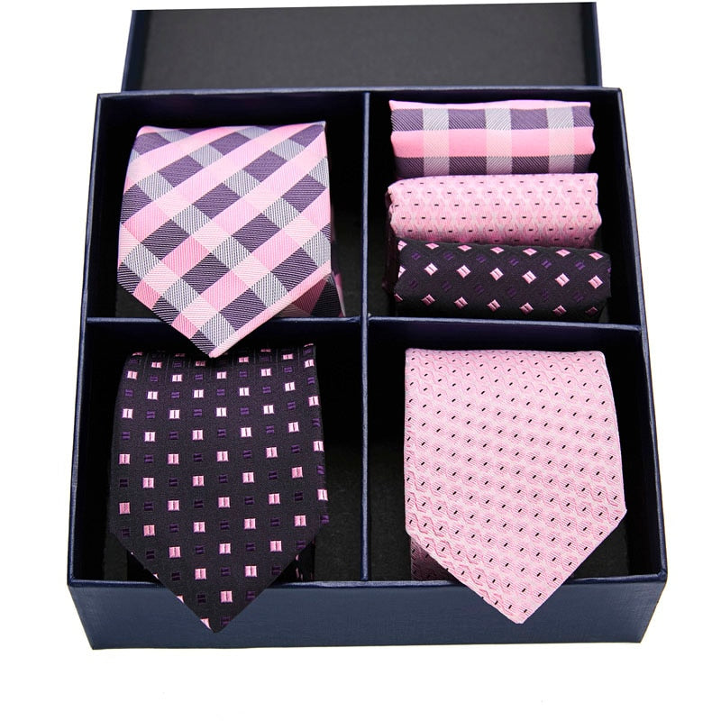 Gift box packing Silk Ties For Men Novelty Hanky  Set 3 Styles  Men&