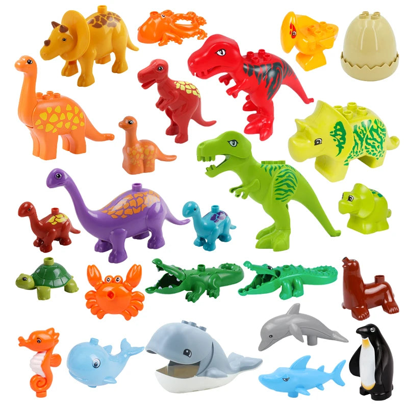 Big Size Building Blocks Accessories Shark Penguin Whale Dinosaur Compatible bricks Animals Interactive Educational Toys for Kid