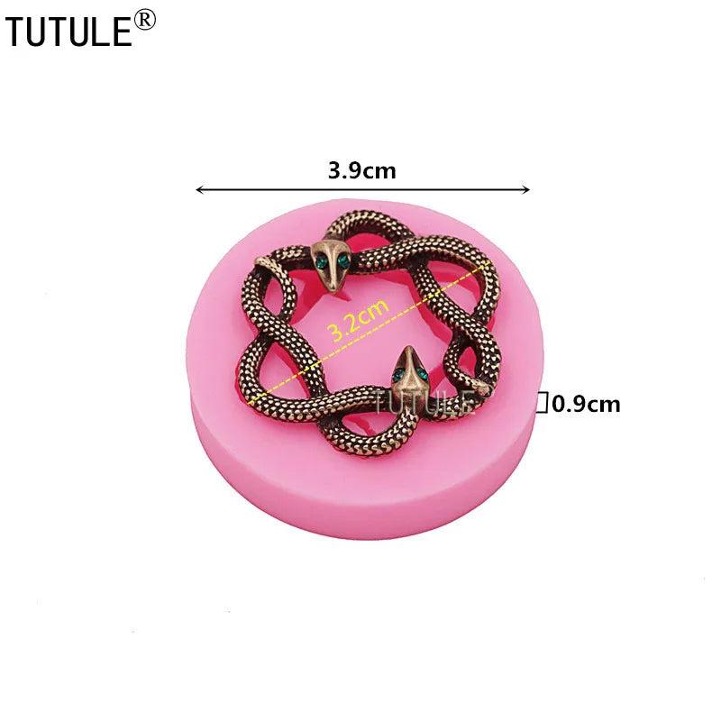 Serpents Silicone Rubber Flexible Food Safe Mold resin clay fondant crafts cake decor etc Two Snakes Flexible Polymer Mould
