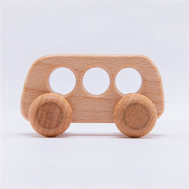 4Pcs Custom Wooden Toys Montessori Educational Beech Wood Car Children Cartoon Car Toy Baby Wood Gift For 2-6 Years Old Kids