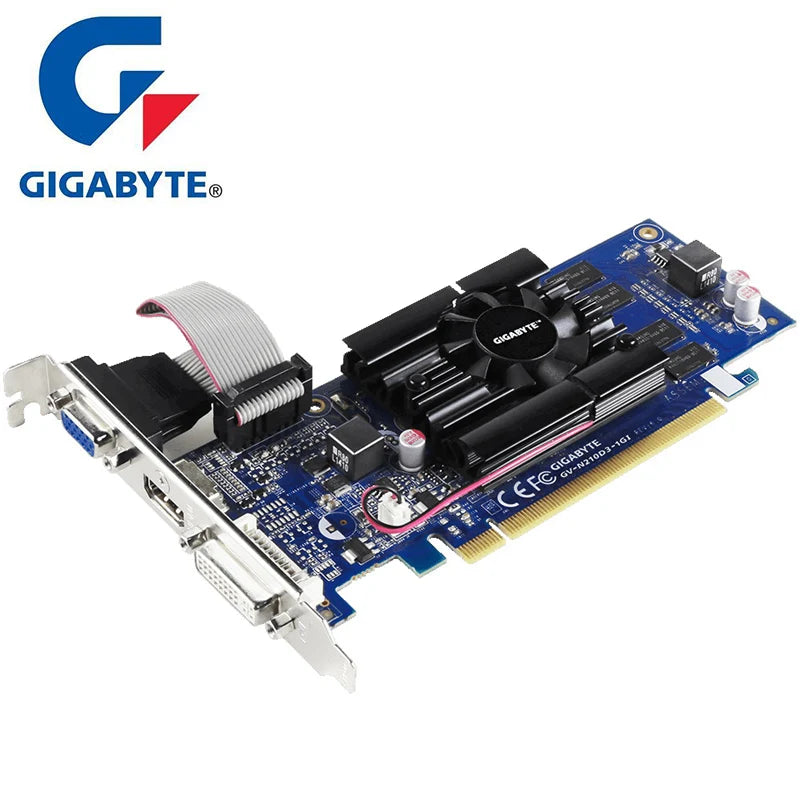 GIGABYTE G 210 1GB Graphics Cards 64Bit GDDR3 Video Card Original n210 G210 1G for nVIDIA Geforce GPU PC games Dvi VGA Used