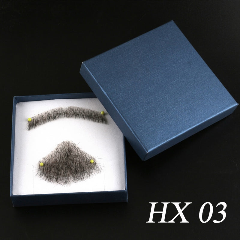 Alileader Hot Selling Mustache Real Hair Lace Beard For Men Cheap Invisible Fake Beard Human Hair Beard For Salon Party