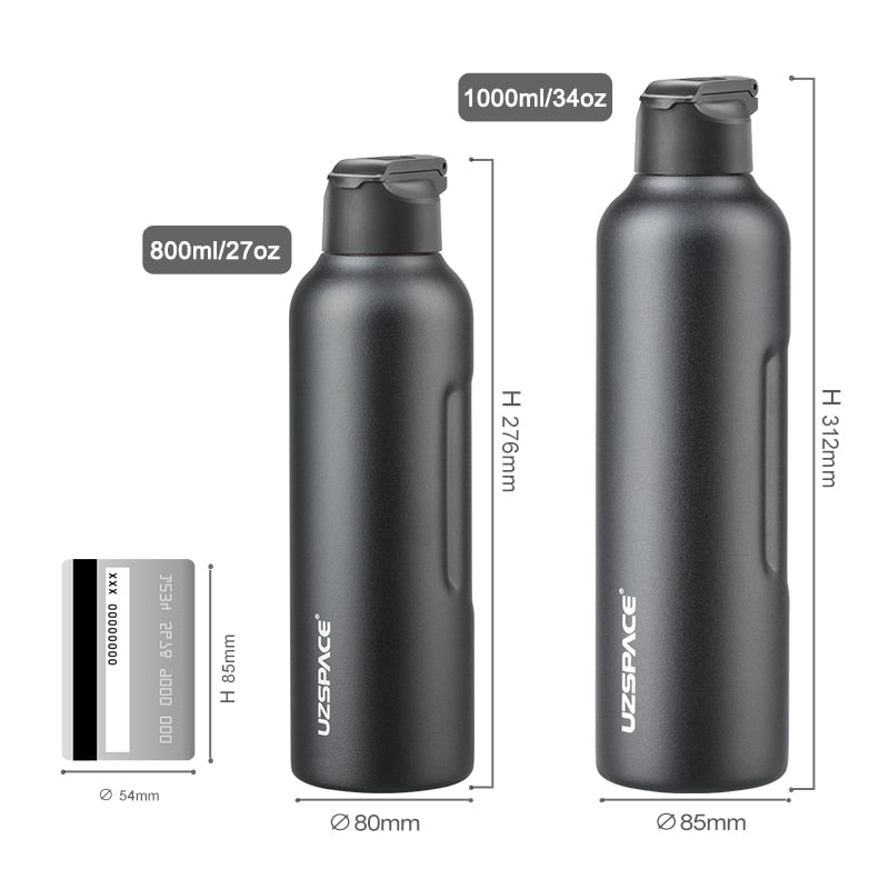 New 27oz 34oz Stainless Steel Water Bottle with straw Vacuum Flasks Insulated Travel Portable Thermal To Climb 1000ml thermos