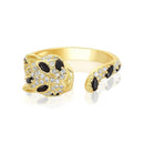Gold color Jaguar earring ring necklace jewelry set for women white black cz leopard design