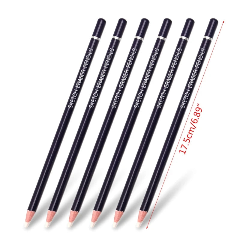 6PCS Artist Eraser Pencils Sketch Pencil Eraser Drawing Pen-Style Erasers Ideal for Artist Beginners Home School Office