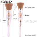 Zoreya Travel 3in1 Make Up Soft Multipurpose Portable Makeup Brush Angled Sponge Brow Eye Shadow Powder Paint Brushes Cosmetic