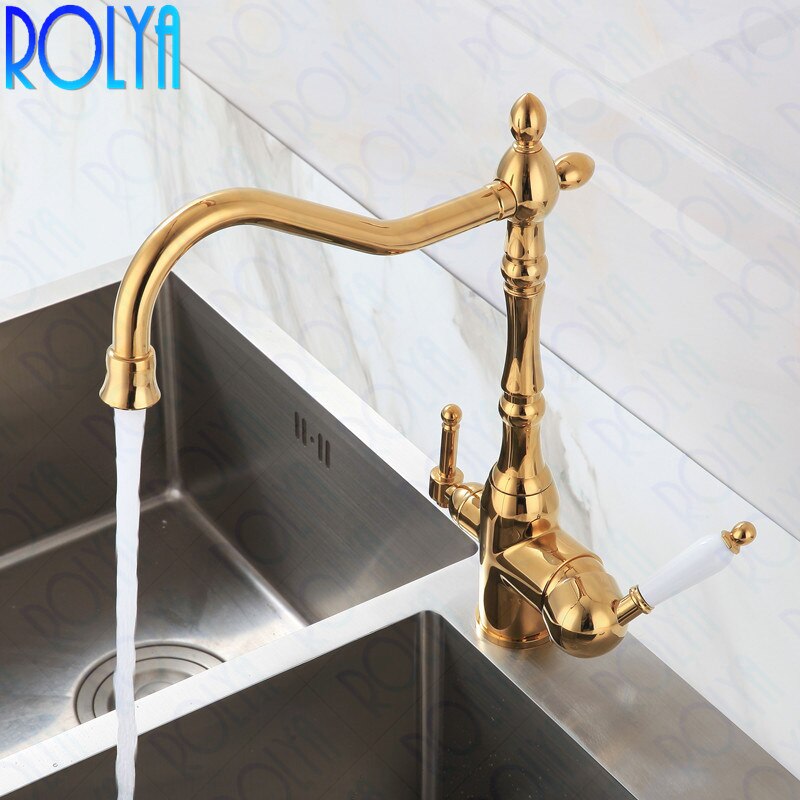 Rolya Victoria Antique Bronze/Gold/ORB 3-in-1 Kitchen Faucet Purified Water 3 Way Kitchen Tap Oil Rubbed Bronze