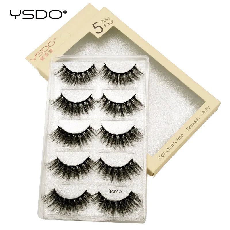 YSDO 5 pairs eyelashes mink strip lashes dramatic eyelashes natural 3d mink eyelashes makeup false eyelashes cilios maquiagem
