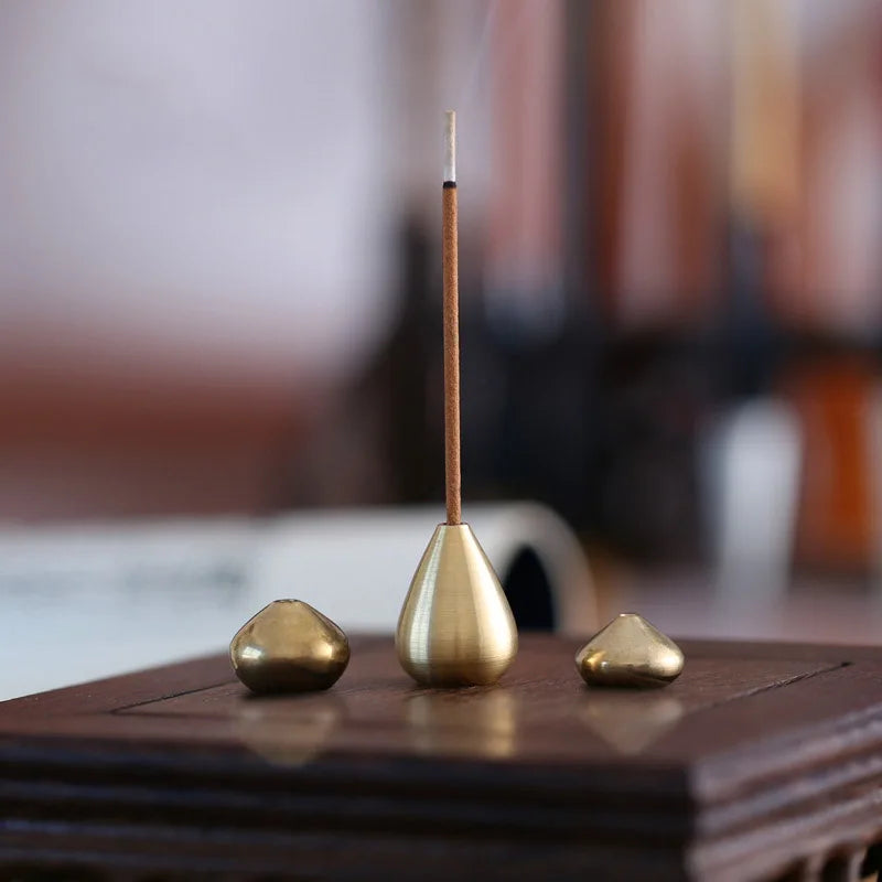 1Pcs Nice Gift Portable Incense Holder for Home Office Teahouse Multi Purpose Water Drop Shape S/M/L Brass