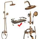 Antique Brass Shower Faucets Set 8'' Rainfall Shower Head Brass Handshower Dual Handle Mixer Tap Rotation Bath Shower Faucet