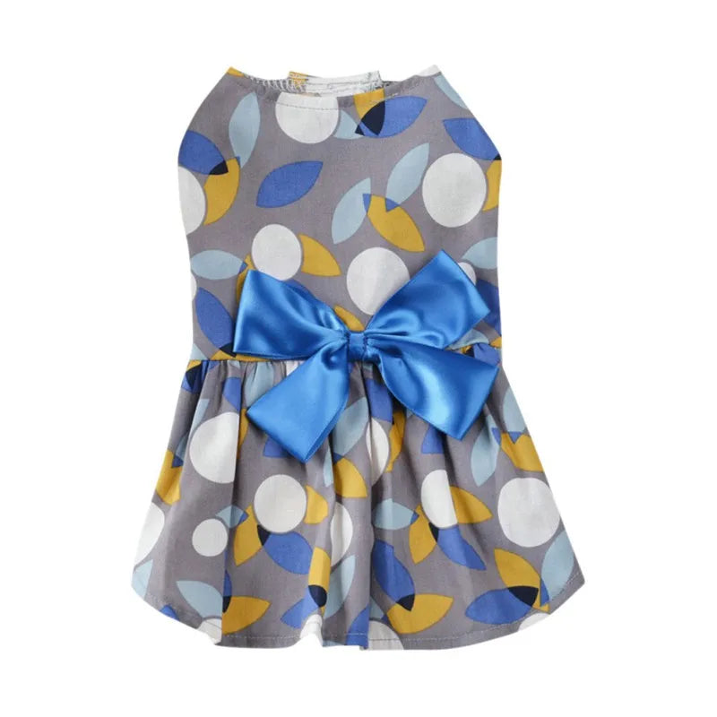 Summer Dog Dresses Cotton Flower Patterns Dogs Skirt Dress Pet Princess Dress Cute Pet Clothes With Bow-knot XS/S/M/L/XL