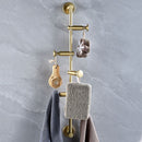 DOOKOLE Solid Brass Coat Rack Free Adjustment, Wall Mount Coat Hooks with 3/4/5/6 Hooks for Hats, Scarves, Clothes Handbags