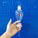Scheidetrichter Birnenform, eingeschliffener Glasstopfen und Hahn. 10ml-125ml-250ml-500ml-5000ml, Ohne Graduierung, Glashahn