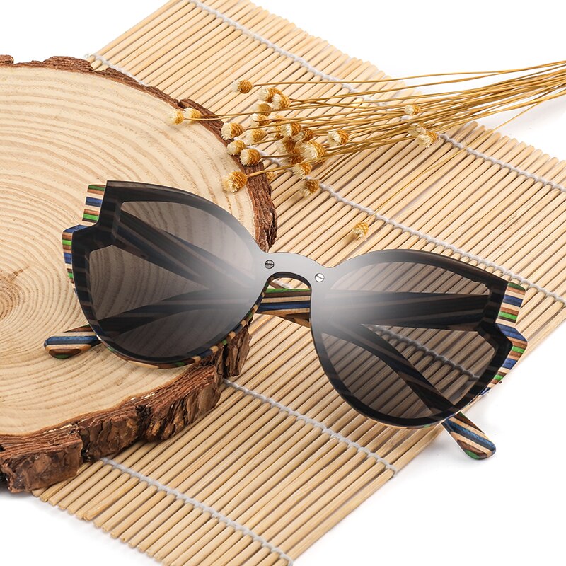 Fashion Butterfly Wood Bamboo Sunglasses Polarized for Women Mens New Brand Designer Wooden Sun Glasses UV400 Free Shipping