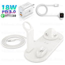 3 in 1 Wireless Charger for iPhone Wireless Charger 3in1 Induction Charging Dock Station for iPhone 12 SE 11 Apple Watch Airpods