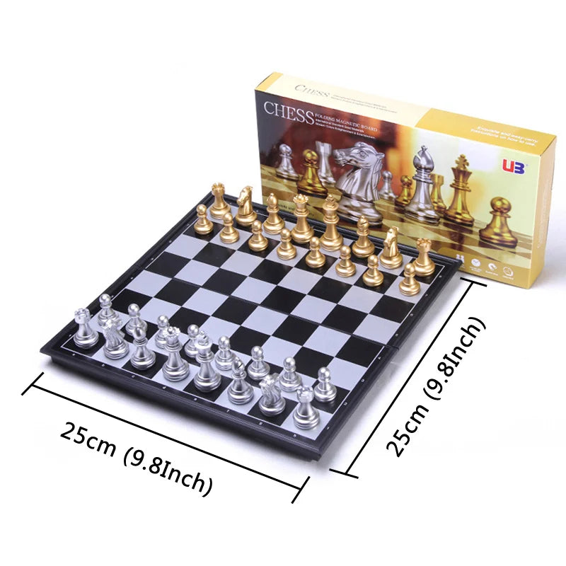 New 36cm*36cm Magnetic Metal Folding Chess Set Felted Game Board Interior Storage Adult Kids Gift Family Game Chess Board