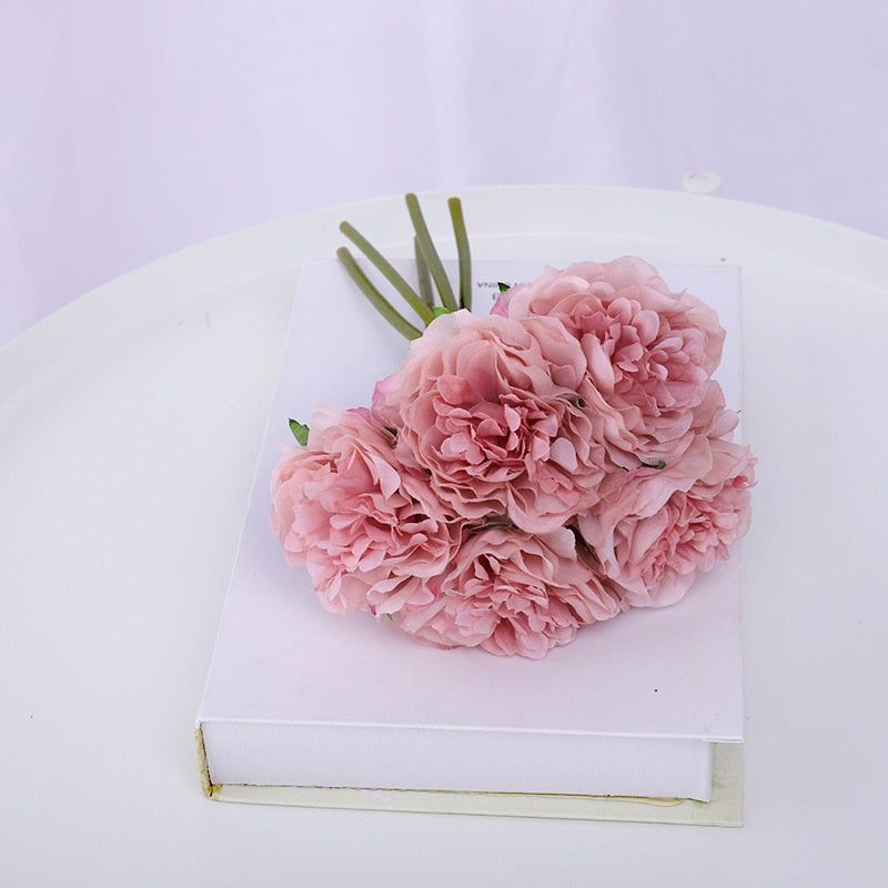 Beautiful Peony Artificial Flowers Bouquet Pink Big Silk Bloom Fake Flower Home Wedding Centerpieces Decor Living Room Bedroom