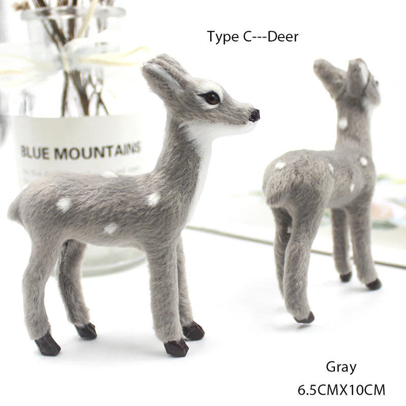 Simulation Christmas Deer Model Favor Xmas Home Decoration Craft Ornaments Display Table Reindeer Elk Animal Miniatures Kid Gift