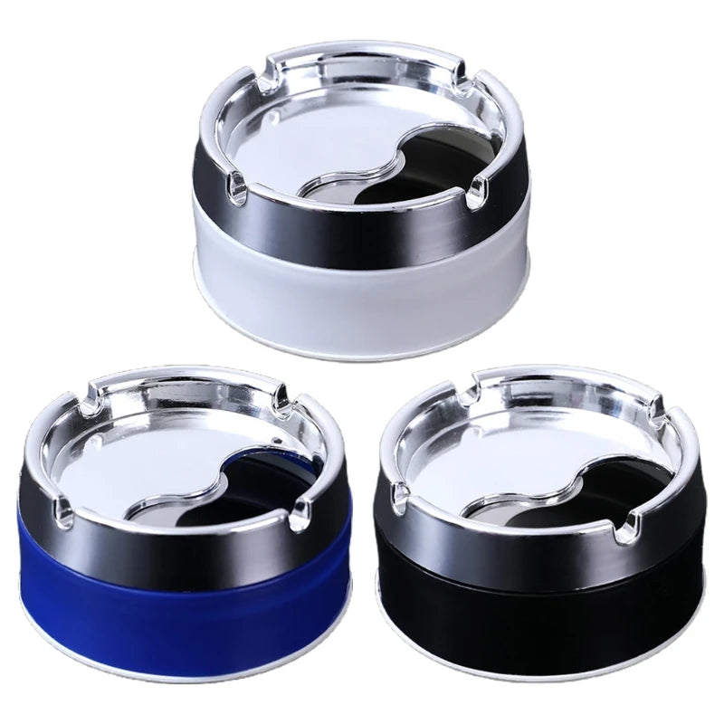 Stainless Steel Ashtray Round Windproof Ashtrays with Rotating Lid for Home Garden Outdoor Indoor Smoking Accessory