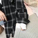 New Summer Long Loose Falling Shoulder Long Sleeve Lapel Plaid Pocket Shirt Women